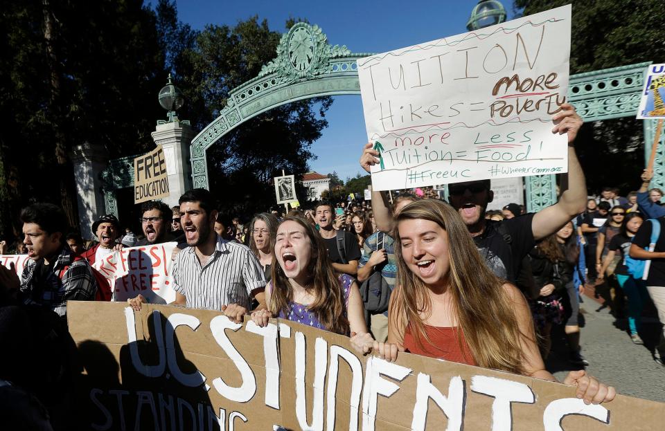 UC Berkeley students protest tuition hikes in 2014