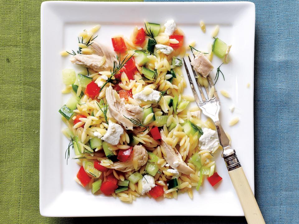 Lemony Orzo-Veggie Salad With Chicken