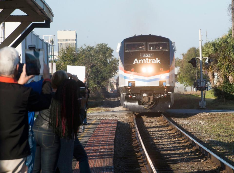 An Amtrak train once again pulls into the Pensacola train station on Heinberg Street Friday morning Feb. 19, 2016. The Pensacola stop is part of the Southern Rail Commission’s Gulf Coast Passenger Rail Inspection trip.   