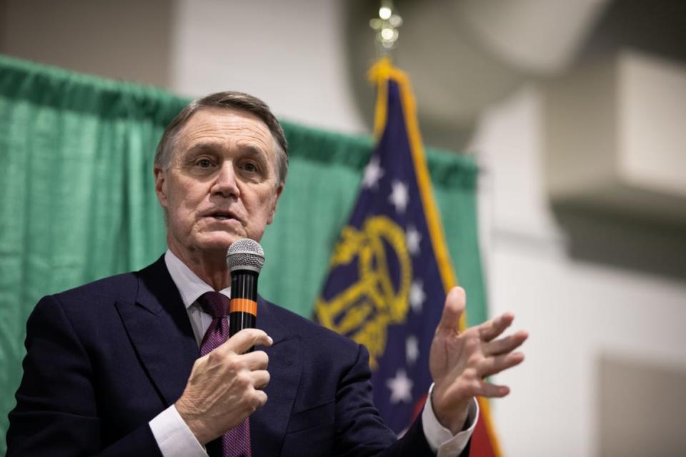 <div class="inline-image__caption"><p>U.S. Sen. David Purdue (R-GA) will be battling it out in a tough runoff election in January against Democrat Jon Ossoff. </p></div> <div class="inline-image__credit">Jessica McGowan/Getty Images</div>