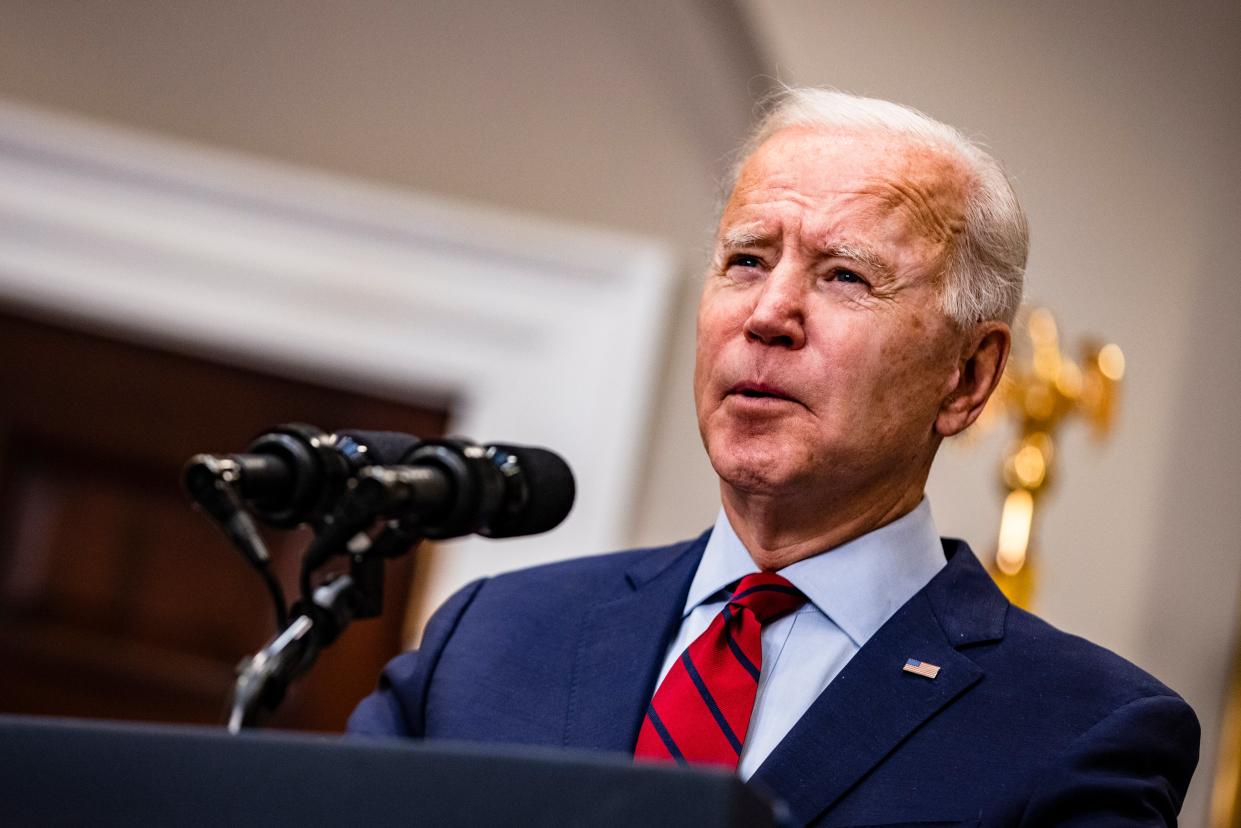 Joe Biden has not wavered from his stance of giving every American the option of receiving a vaccine before sharing supplies with other countries. (Getty Images)