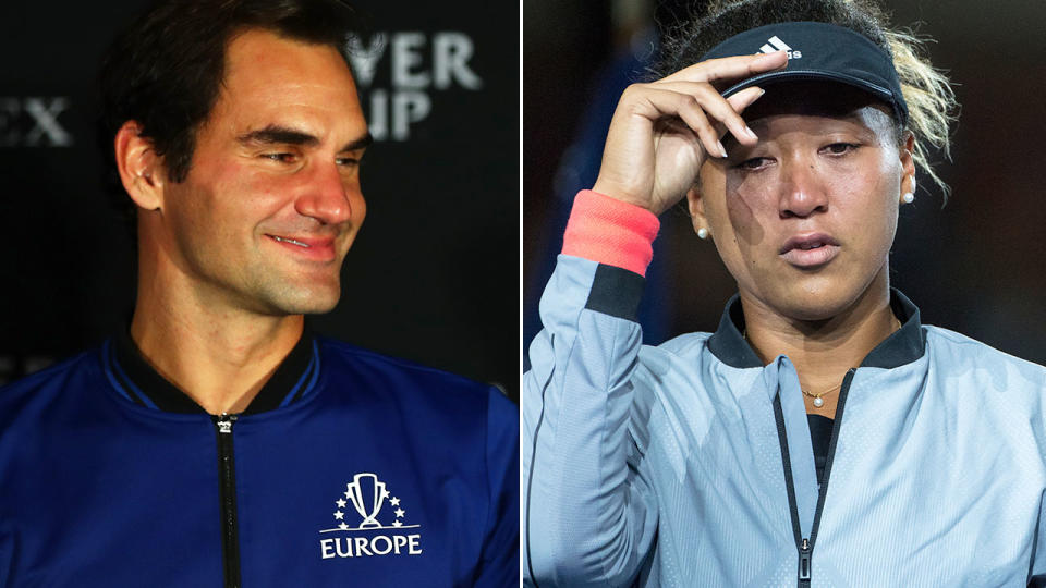 Federer and Osaka. Image: Getty