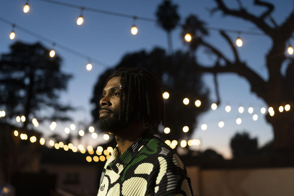 Shalomyah Bowers, a board member of the Black Lives Matter Global Network Foundation, stands for a photo before a welcome dinner for the annual Families United 4 Justice Network Conference in the Studio City neighborhood of Los Angeles, Thursday, Sept. 28, 2023. The event was hosted by the foundation at its mansion. (AP Photo/Jae C. Hong)