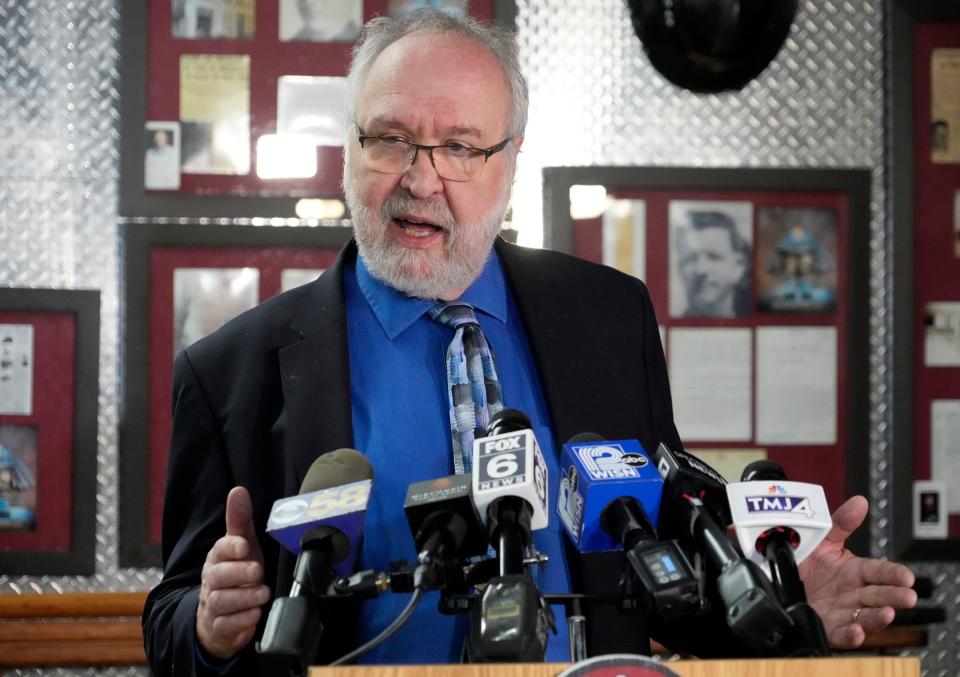 Curtis Ambulance president James Baker discusses the investigation into the Jan. 15 death of of Jolene Waldref during a news conference at the Alonzo Robinson Milwaukee Fire Department Administration Building at 711 West Wells St. in Milwaukee on Tuesday.