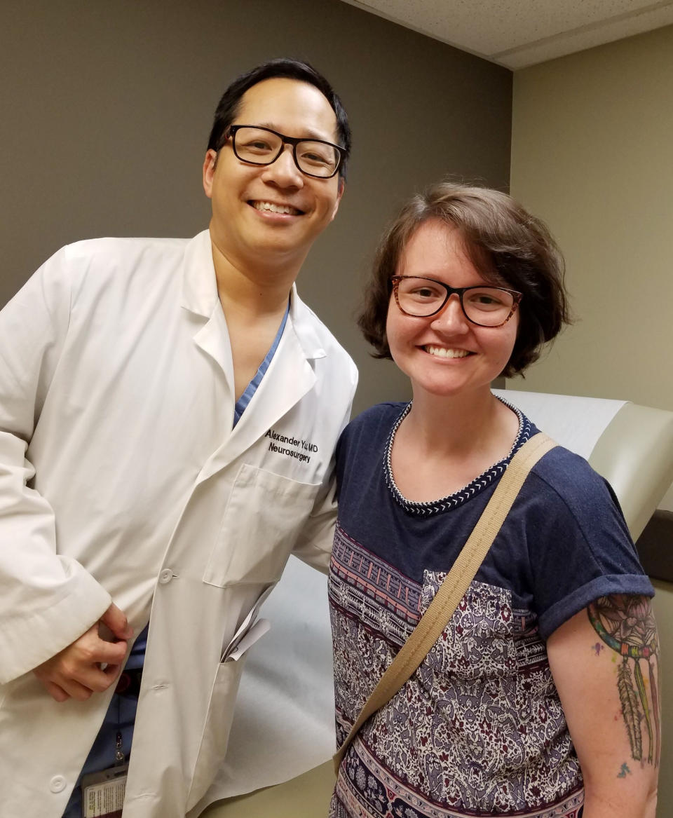 Dr. Alex Yu credits Jessica Davis' recovery from multiple brain surgeries with her 'amazing attitude'. (Courtesy Jessica Davis)