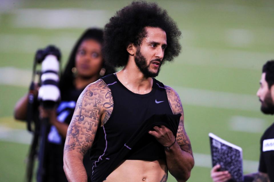 Colin Kaepernick famously knelt during the national anthem in 2016 (Getty Images)