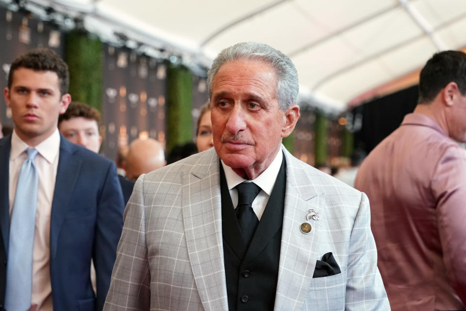 Feb 1, 2020; Miami, Florida, USA; Atlanta Falcons owner Arthur Blank appears on the red carpet prior to the NFL Honors awards presentation at Adrienne Arsht Center. Mandatory Credit: Kirby Lee-USA TODAY Sports