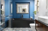 <p>Create a statement with a bold, blue splash of paint. We also love the dark bathtub for added impact. </p><p><a class="link " href="https://www.housebeautiful.com/uk/renovate/homes-makeovers/a535/bold-and-beautiful-bathroom/" rel="nofollow noopener" target="_blank" data-ylk="slk:TAKE A TOUR;elm:context_link;itc:0;sec:content-canvas">TAKE A TOUR</a></p>