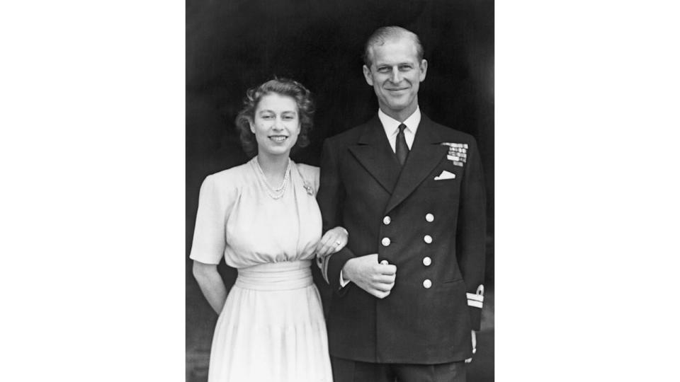 Elizabeth and Prince Philip shortly after they announced their engagement 