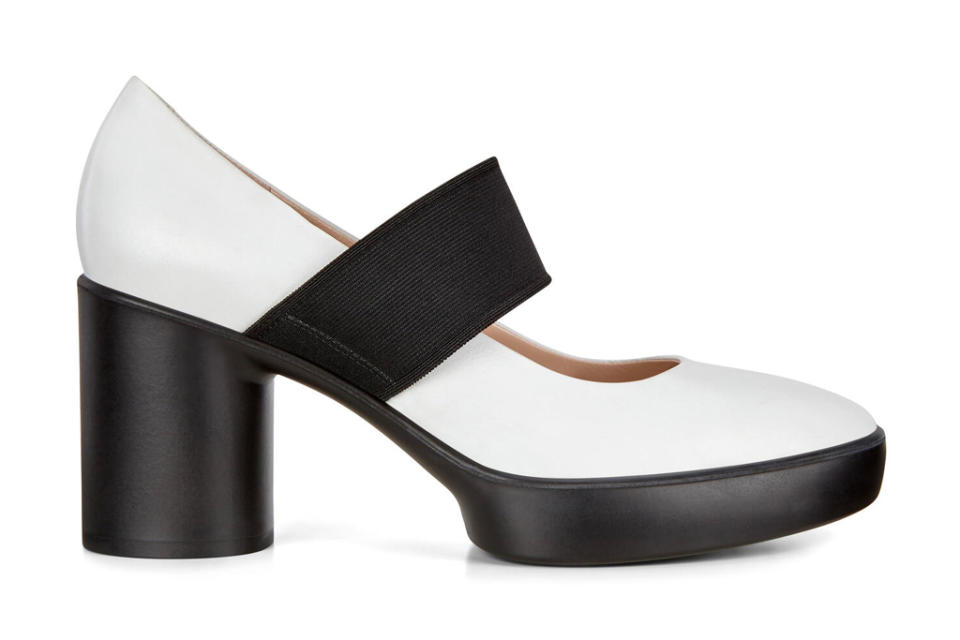 ecco, black white, heels