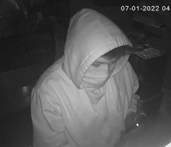 A security camera image shows one of three burglars on July 1 at the Green House Smoke Shop, 607 Giles Road in El Paso's Lower Valley.