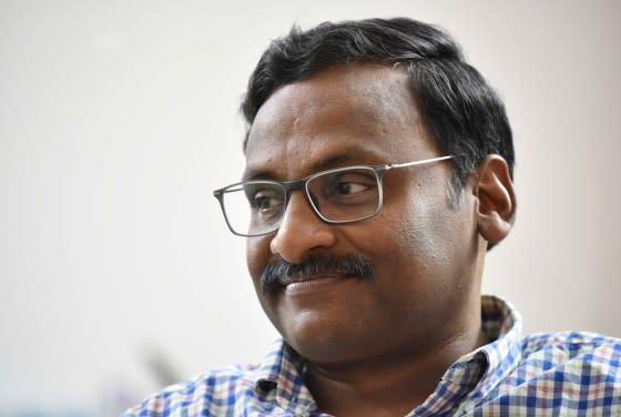 Saibaba during an interview at his residence in the Delhi University North Campus on April 8, 2016.<span class="copyright">Vipin Kumar—Hindustan Times/Getty Images</span>