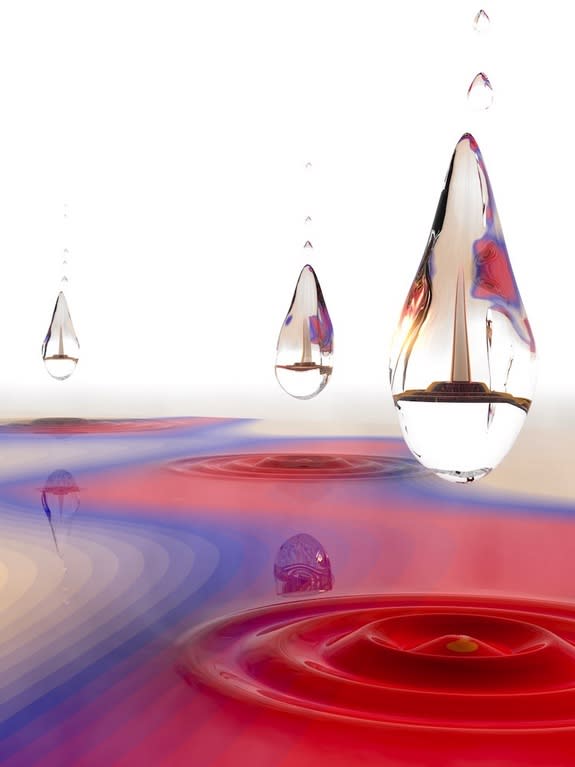 A Dropleton is a new kind of stable particle cluster in solids, formed inside a tiny correlation bubble (drops). This liquid-like particle droplet is created by light and its energy (horizontal direction) has quantized dependency on light inten