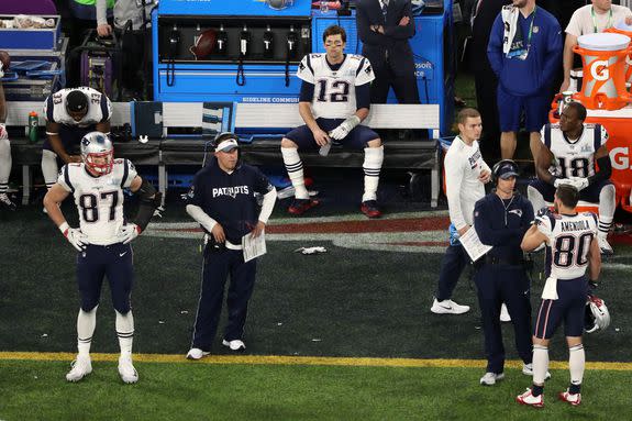 Tom Brady, still sad on the bench. And also lonely.