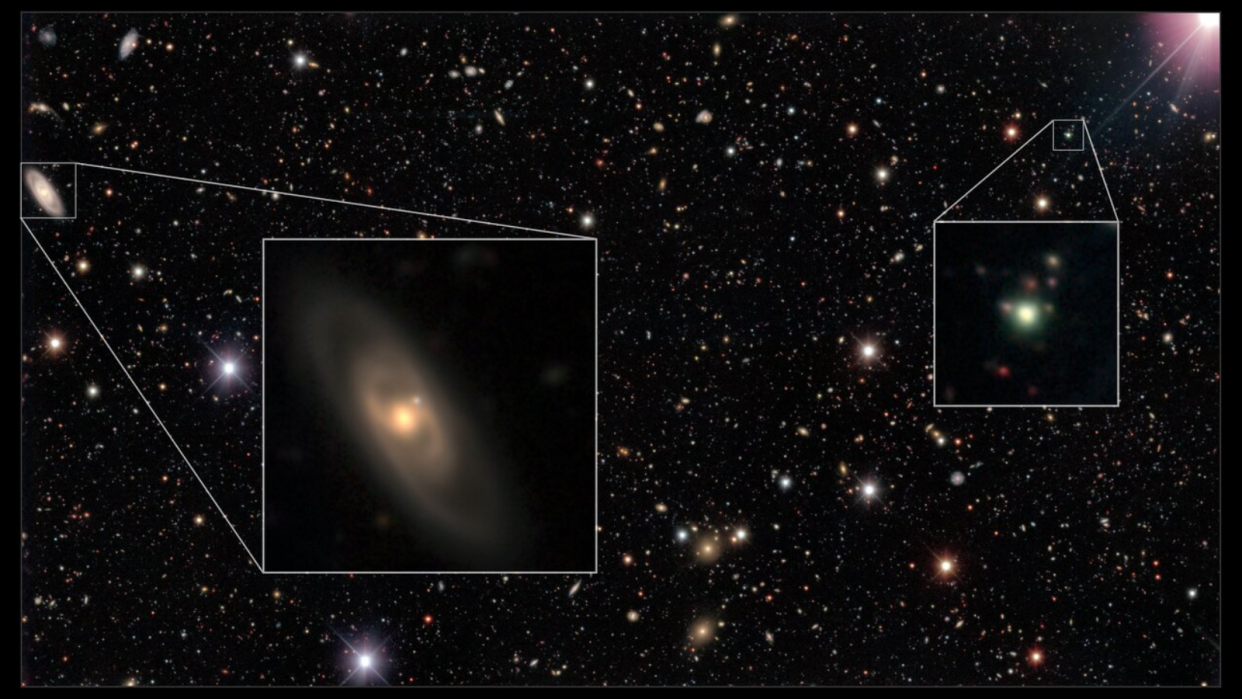  One of the supernovas discovered in the Dark Energy Survey (left) compared tio distant quasar (right). 