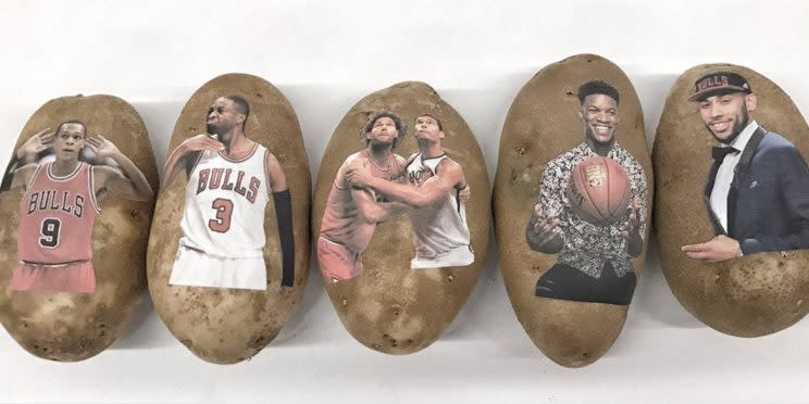 So gehen die Chicago Bull mit der Kartoffel-Manie in der NBA um (Foto: twitter.com/@chicagobulls)