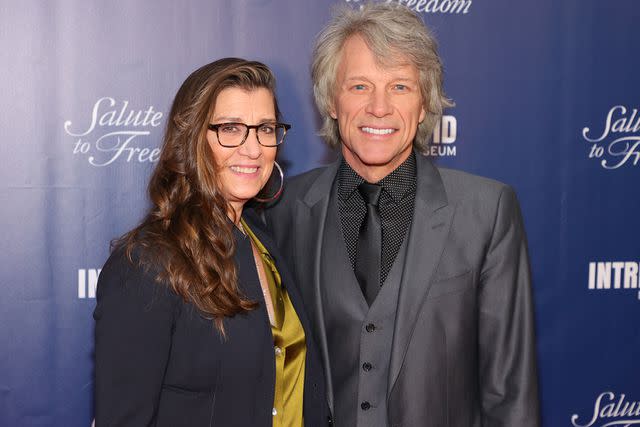 <p>Theo Wargo/Getty</p> Dorothea Hurley and Recipient of the Intrepid Lifetime Achievement Award Jon Bon Jovi attend as Intrepid Museum hosts Annual Salute To Freedom Gala on November 10, 2021 in New York City
