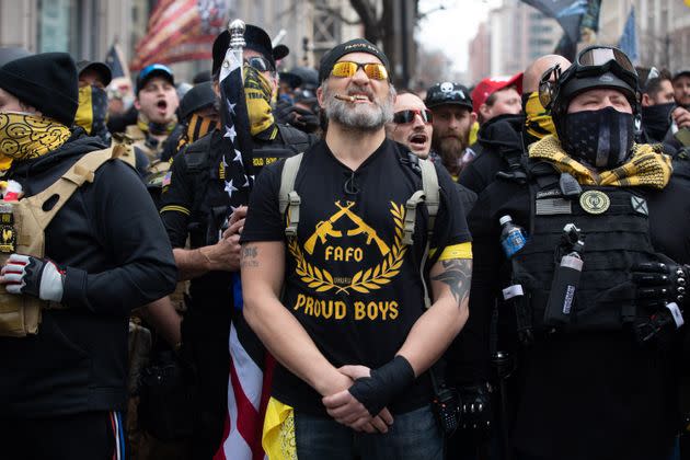 Proud Boys march in support of President Donald Trump in Washington, D.C., Dec. 12, 2020.
