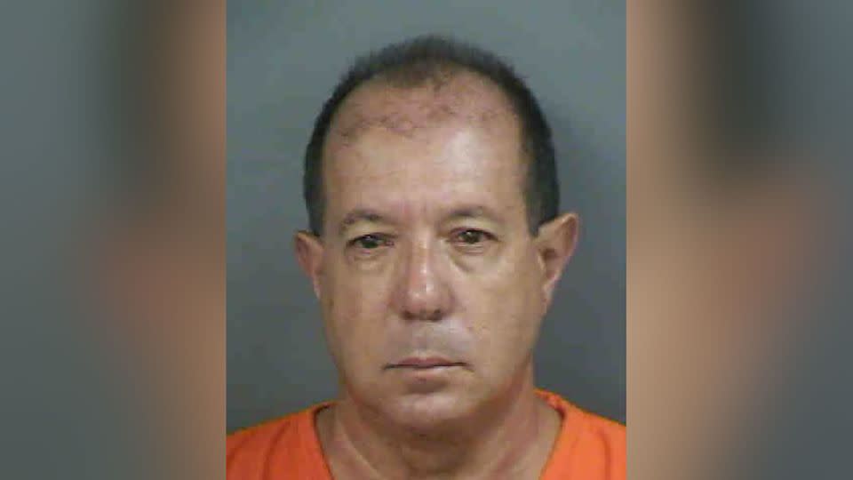 Osvaldo Sanchez, 61, allegedly used thread or twine to close the dog's wounds. - Collier County Sheriff's Office