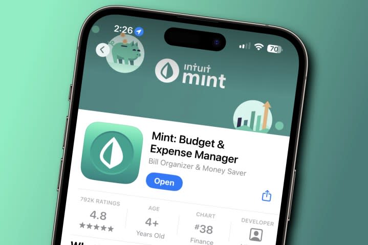 A render of the Mint app on an iPhone.