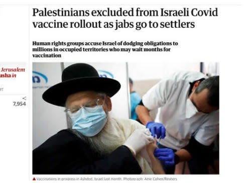 observer headline israel vaccines