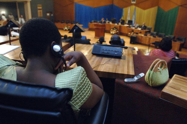 The Rwandan parliament, pictured here during a visit from UN Secretary General Ban Ki Moon on January 29, 2008, is made up of 63.8 percent women, the highest of any parliament in the world