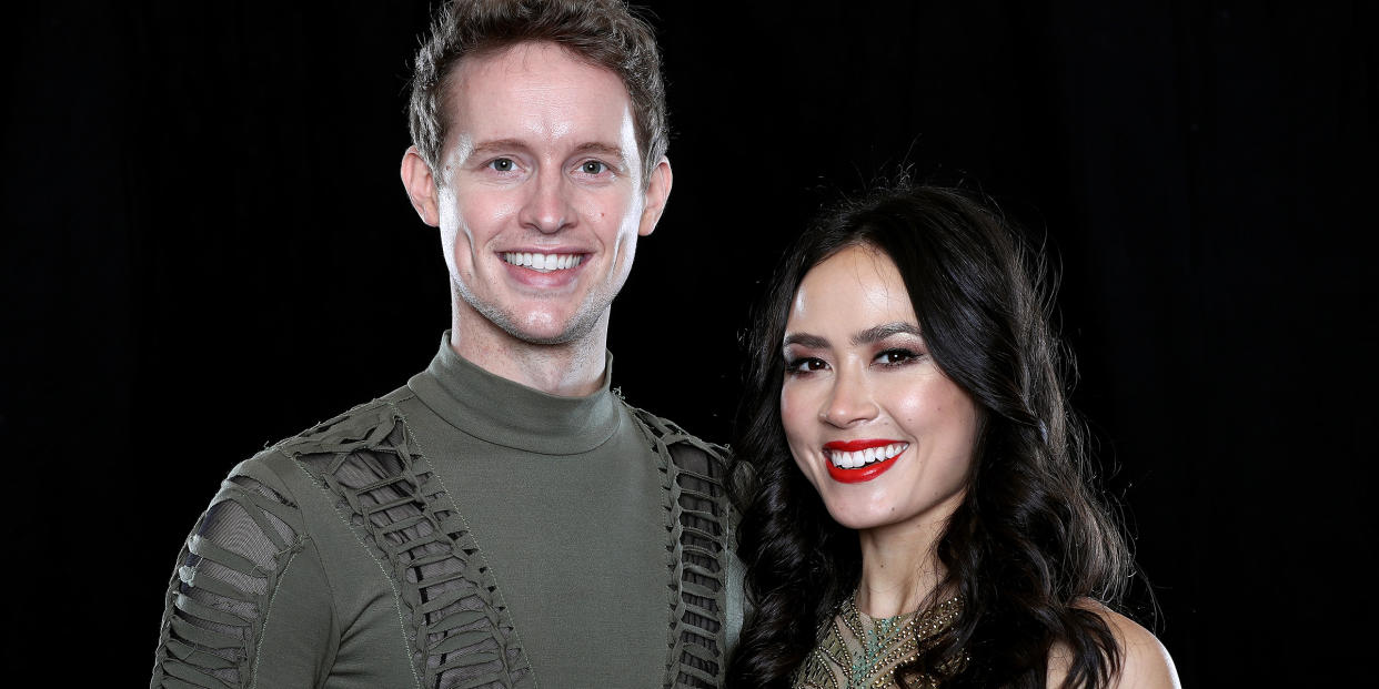 Bates and Chock at the U.S. Figure Skating Championships in Las Vegas in 2021.  (Matthew Stockman / Getty Images)