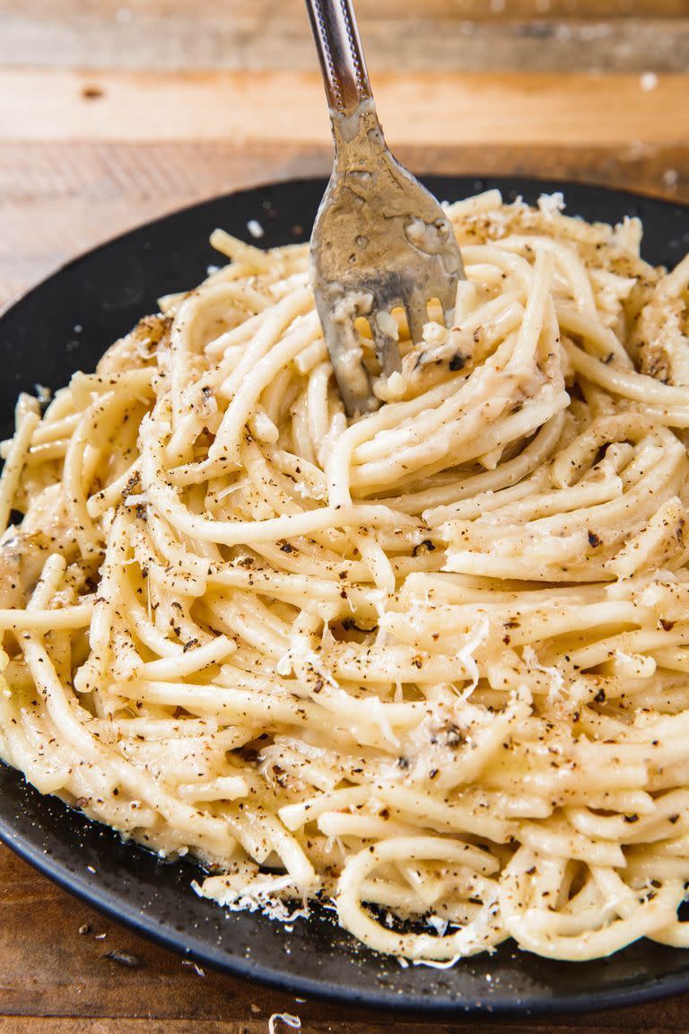 <p>Cacio e pepe literally translates to “cheese and pepper,” and while those are the prominent flavours here, this dish is SO much more. It’s transformative. And what makes it so perfect? Its simplicity.</p><p>Get the <a href="https://www.delish.com/uk/cooking/recipes/a30252529/cacio-e-pepe-recipe/" rel="nofollow noopener" target="_blank" data-ylk="slk:Cacio e Pepe;elm:context_link;itc:0;sec:content-canvas" class="link ">Cacio e Pepe</a> recipe.</p>