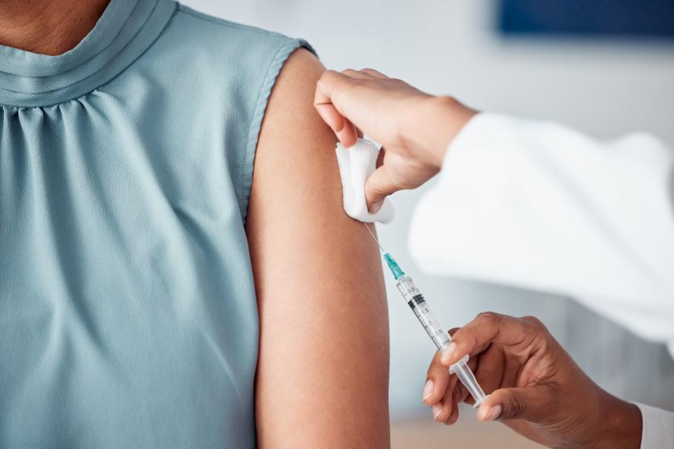 <p>Getty</p> Person gets a vaccine.