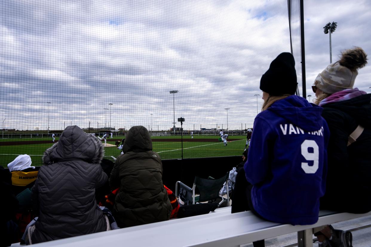 People watch youth baseball games at GrimesPlex on April 20.