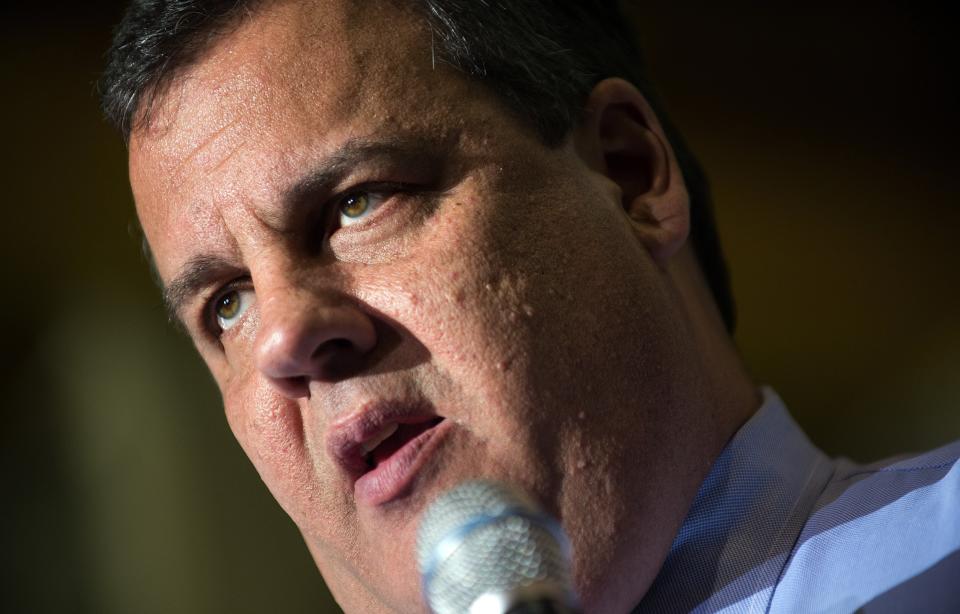 New Jersey Governor Chris Christie speaks during a town hall meeting at Ariel Corporation in Mount Vernon, Ohio, on October 10, 2012.                        