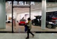 A flagstore shop of electric carmaker Tesla is pictured in Berlin