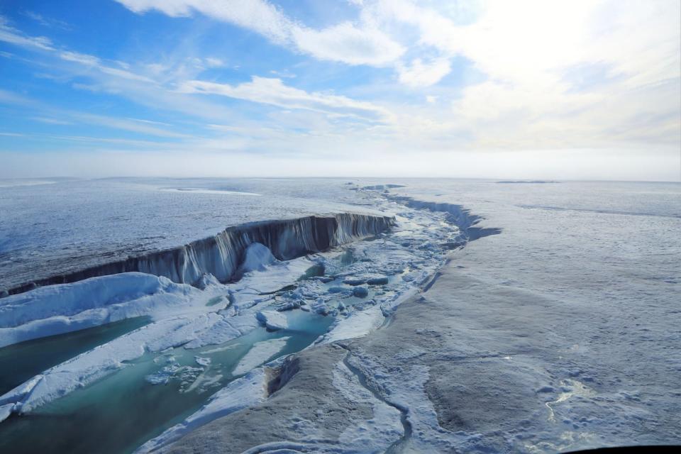 A photo of the Milne Ice Shelf, about two years after its breakup, in 2020.