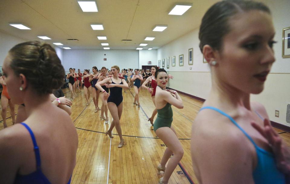 Young women from around the country audition to appear with The Rockettes at the 2013 Radio City Christmas Spectacular, Tuesday, April 30, 2013 in new York.  Those who make it will return for the show that runs from Nov. 8 to Dec. 30.  (AP Photo/Bebeto Matthews)