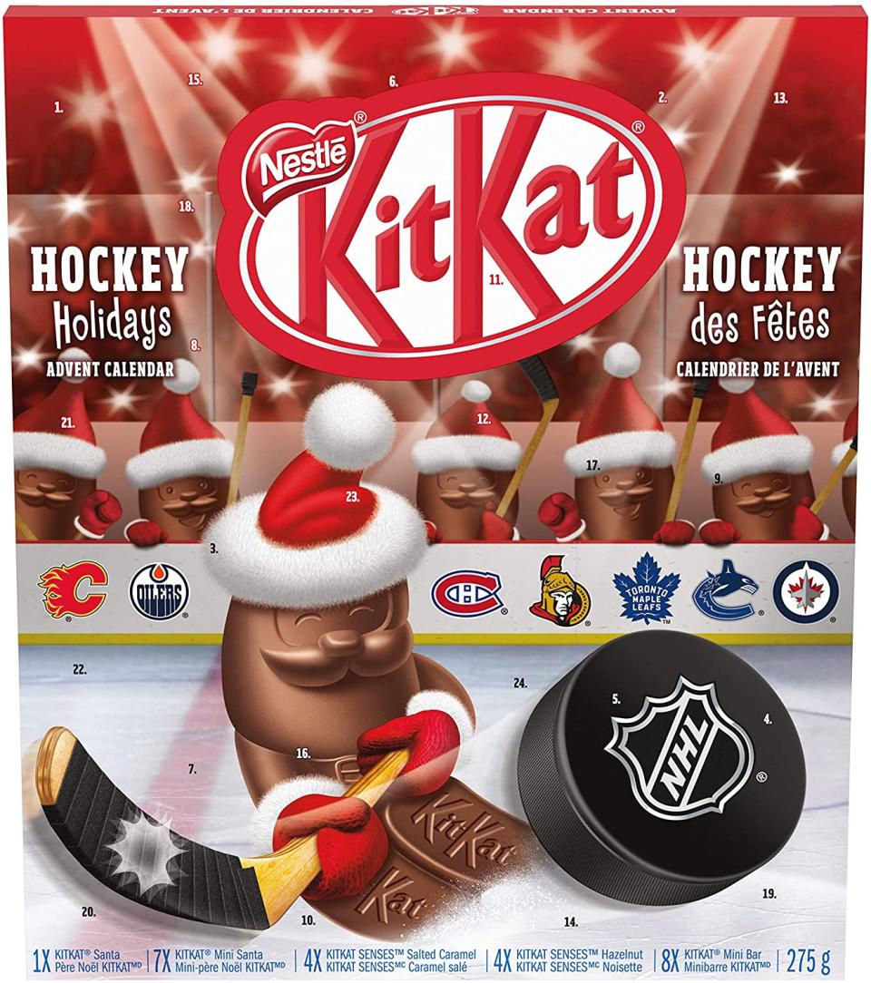 The Nestlé KitKat Hockey Holidays NHL Advent Calendar is on sale through Amazon. 