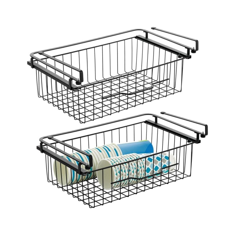 mDesign Large Metal Wire Hanging Pullout Drawer Basket