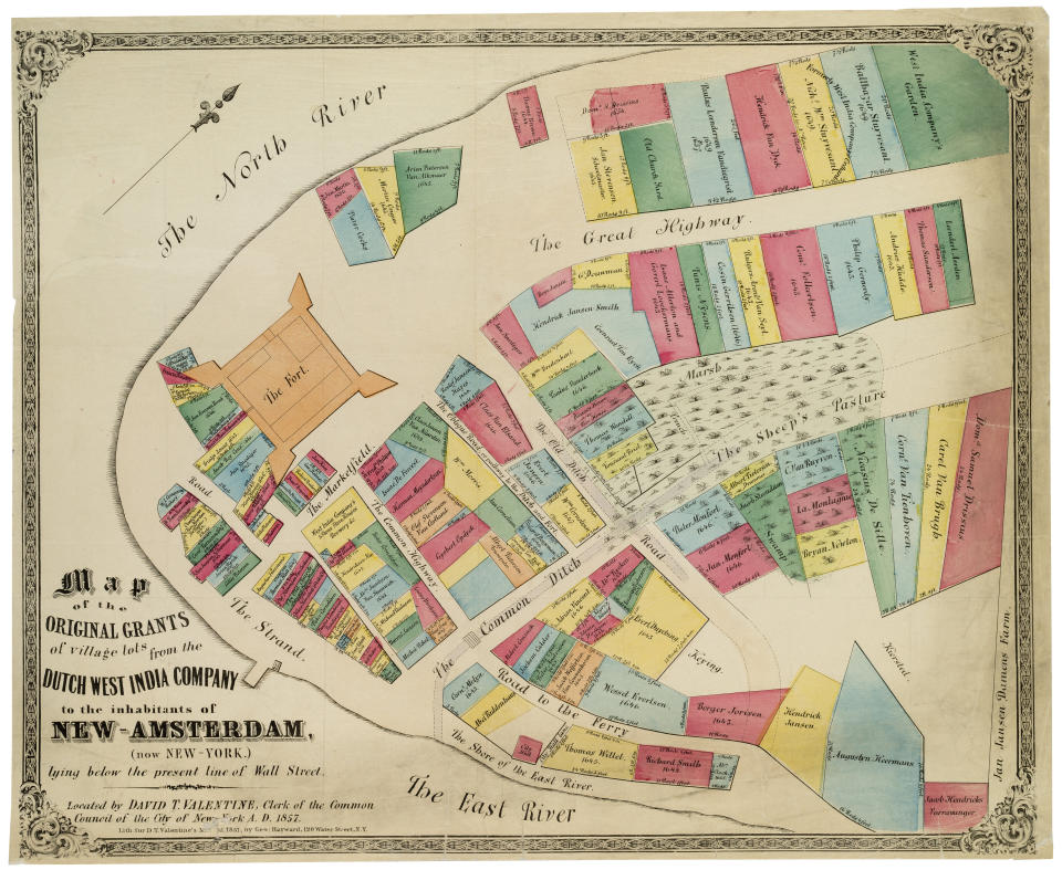 A map of the original grants of village lots in New Amsterdam. (Photo: The New York Historical Society/Getty Images)