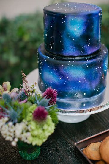 <p>How dreamy is this space wedding cake? We love it to infinity and beyond. <i><a href="https://uk.pinterest.com/pin/434808538994597528/" rel="nofollow noopener" target="_blank" data-ylk="slk:[Photo: Pinterest];elm:context_link;itc:0;sec:content-canvas" class="link "> [Photo: Pinterest]</a></i></p>