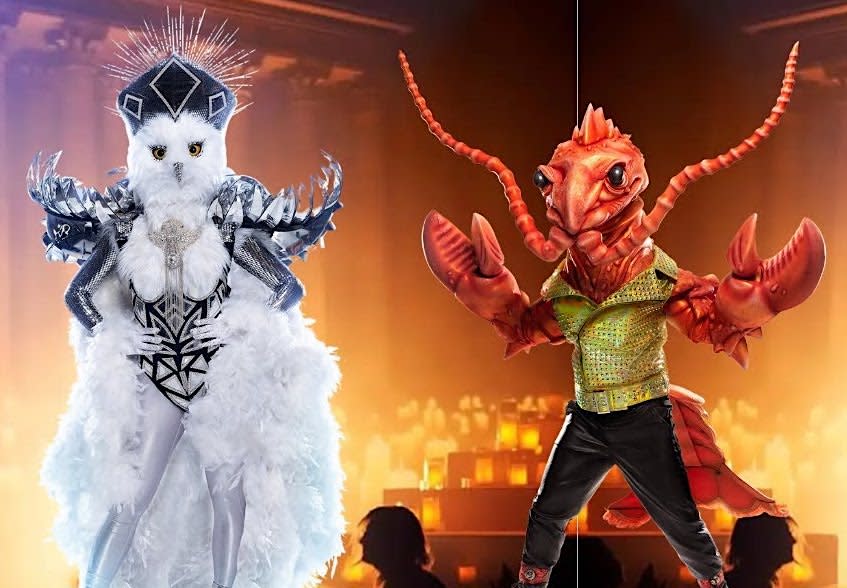 The Night Owl and Rock Lobster compete on 'The Masked Singer' Season 9. (Photos: Fox)