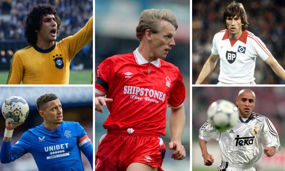 <span>Clockwise from top left: Nelinho, Stuart Pearce, Manfred Kaltz, Roberto Carlos and James Tavernier.</span><span>Composite: Alamy, Getty Images</span>