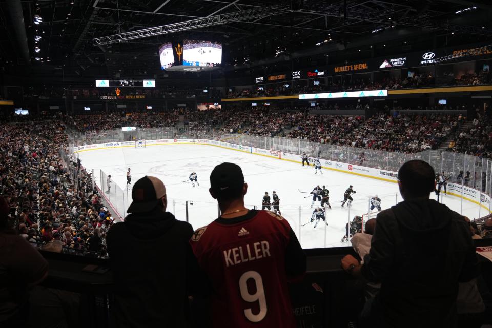 The Arizona Coyotes are going to continue to play at ASU's Mullett Arena, for now.