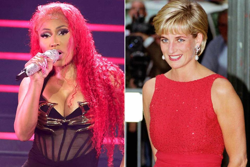 <p>Kevin Mazur/Getty; Tim Graham Photo Library via Getty</p> Nicki Minaj; Princess Diana