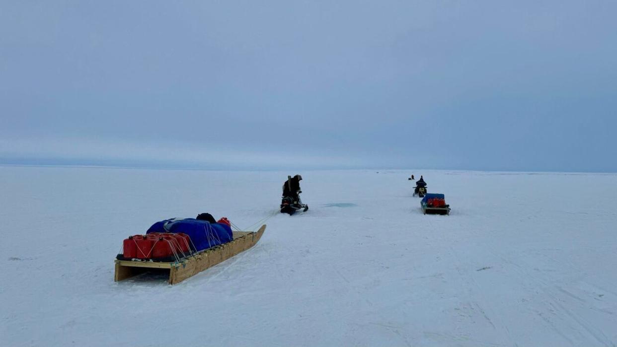 Community volunteers have been searching for Albert Anavilok, who went missing last month near Cambridge Bay, Nunavut. Search co-ordinator Angulalik Pedersen said there were over 60 volunteers searching on the ground, working 16- to 18-hour days.  (Submitted by Angulalik Pedersen - image credit)