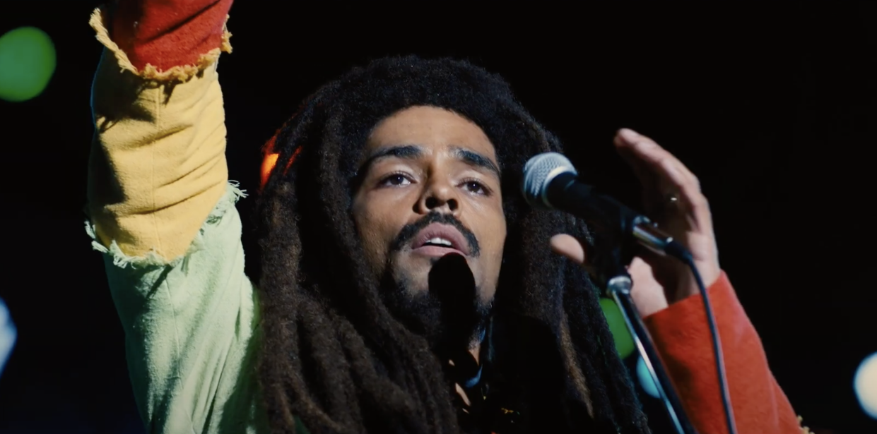 Kingsley Ben-Adir stars in Bob Marley: One Love, in cinemas 2024. (Paramount)