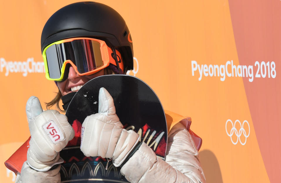 Jamie Anderson won her second consecutive Olympic gold medal in women’s slopestyle. (Getty)