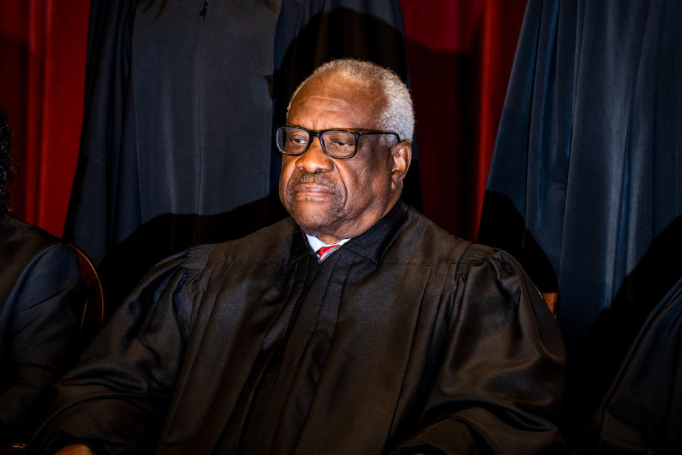 Associate Justice Clarence Thomas at the Supreme Court on Oct. 7, 2022.  (Eric Lee / Bloomberg via Getty Images file)