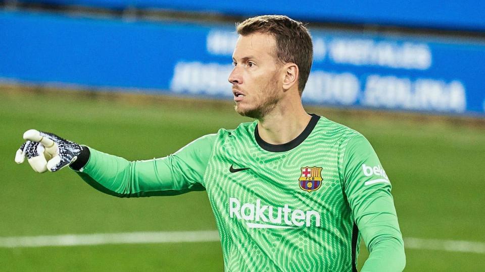 Neto Murara of FC Barcelona during the Spanish championship La Liga football match between CD Alaves and FC Barcelona on October 31, 2020 Credit: PA Images