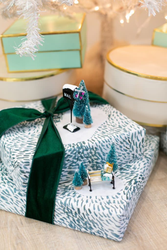 <p>Create adorable, Christmassy scenes right on top of each present with the help of bottle brush trees, dollhouse furniture, and other cute miniatures.</p><p><strong>Get the tutorial at <a href="https://lovelyindeed.com/holiday-gift-wrapping-idea-with-miniature-winter-scenes/" rel="nofollow noopener" target="_blank" data-ylk="slk:Lovely Indeed;elm:context_link;itc:0;sec:content-canvas" class="link ">Lovely Indeed</a>.</strong></p>