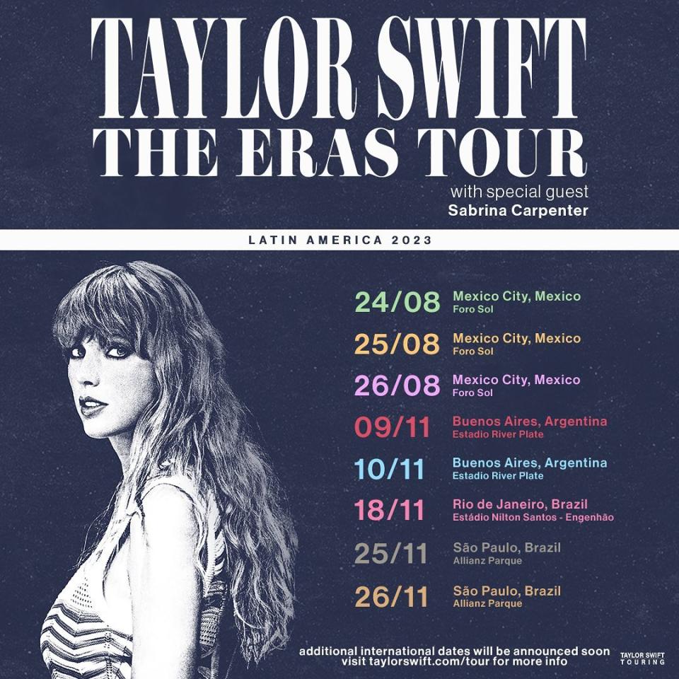 Taylor Swift agrega fechas de gira de Eras en México, Brasil y Argentina