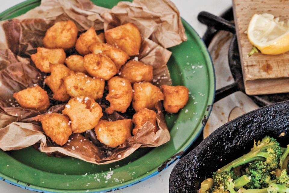 Fried Potato and Garlic Puffs